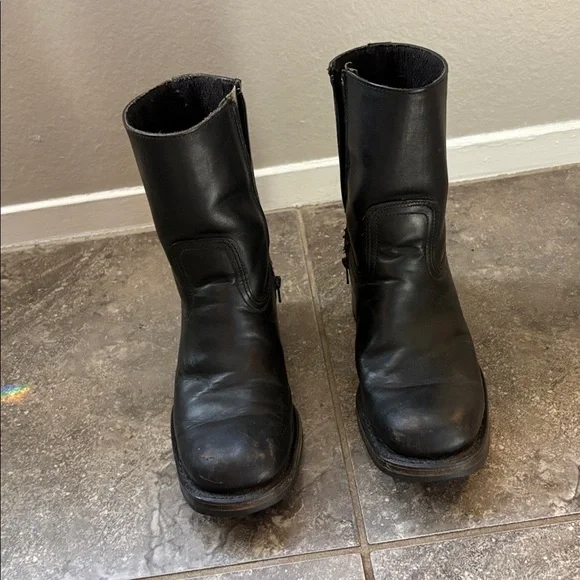 Vintage Frye Campus Black Label Black Leather Mid-Calf  Boots 8 1/2 - Picture 3 of 14